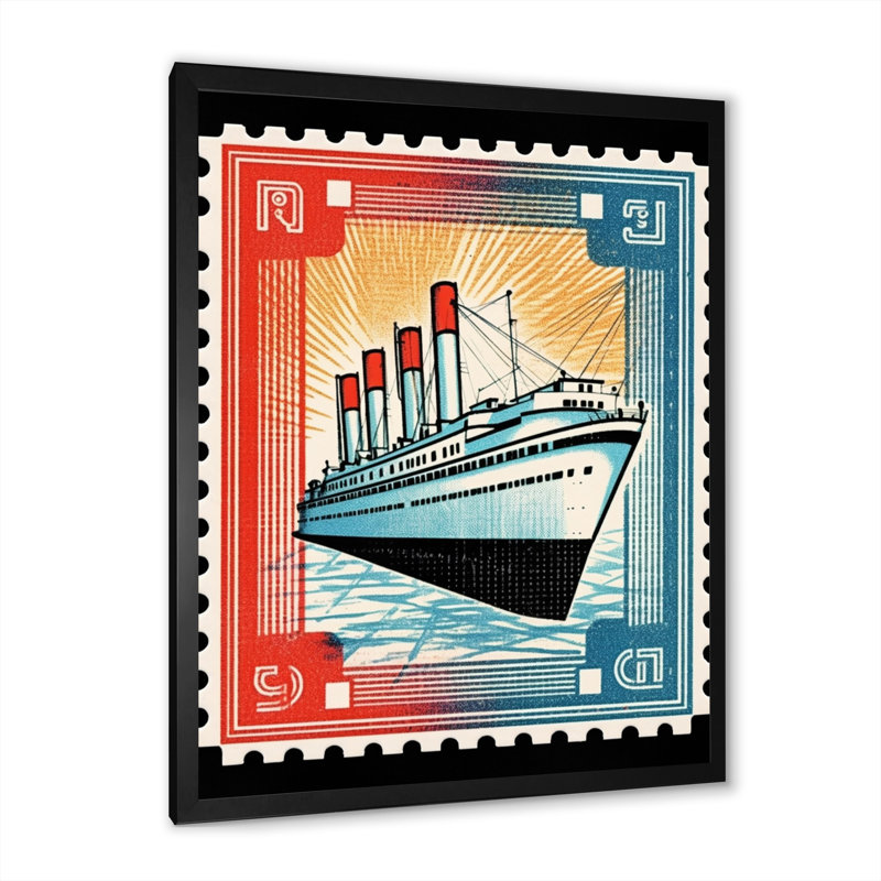 Impression sur toile encadrée rétro Vintage Stamo RMS Titanic I, H 40 po x l 30 po x P 1,5 po, Cadre photo noir simple