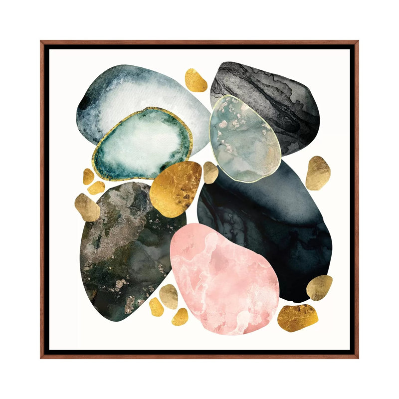 Pebble Abstract - impression d'art graphique, Aucun mat, Toile classique avec cadre brun, H 37 po x l 37 po x P 1,5 po