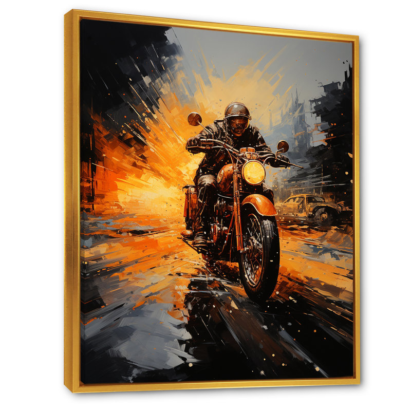 Yellow Dirt Bike Adventure, Cadre flottant doré, H 40 po x l 30 po x P 1,5 po