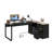 71" L-Shaped Writing Desk With Power Outlets & File Cabinet