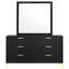 Commode large Dle avec miroir, pieds dorés, finition noire moderne-117056031