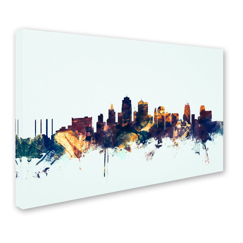 « kansas city horizon blue », impression sur toile tendue, H 30 po x l 47 po x P 2 po