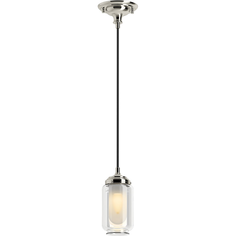Artifacts 1 Light Pendant Lighting Fixture for Kitchen Island, 10' Adjustable Cord Length, Polished Nickel