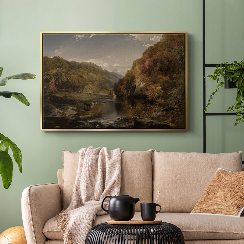 «Vintage Landscape - DCI» sur toile, Toile avec cadre flottant or, H 17 po x l 25 po x P 2 po