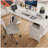 47.3-inch desk with power outlet, 2 monitor brackets, 2 drawers, side pocket, easy to assemble, reversible frame stability