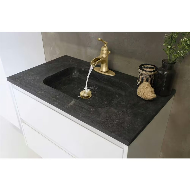 Single-handle Bathroom Faucet with Drain Assembly, Gold