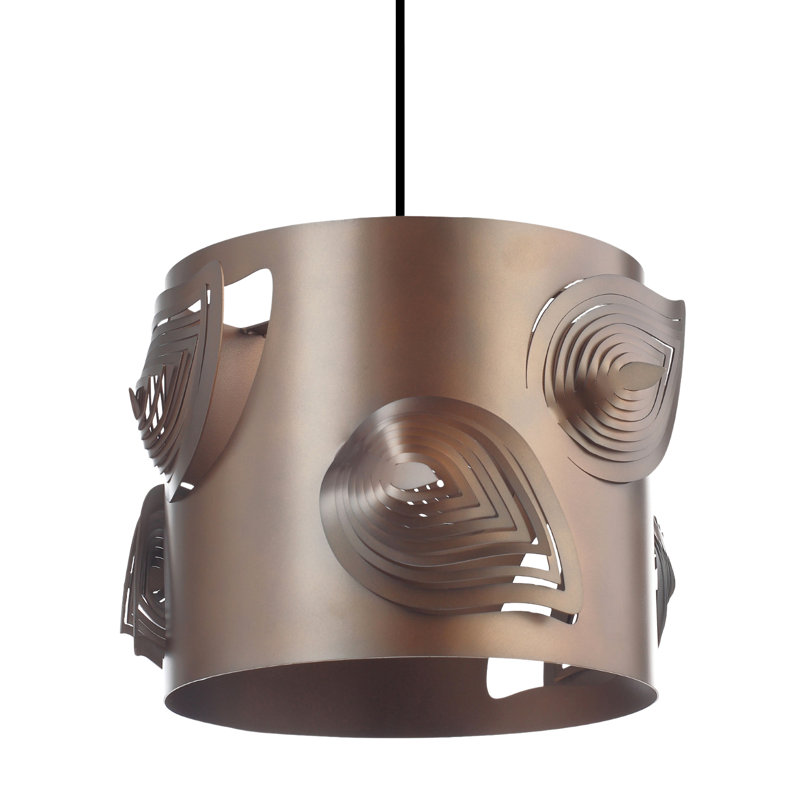 Solid Metal Easy Fit Lamp Shade With Laser Cut Leaves By , Brown