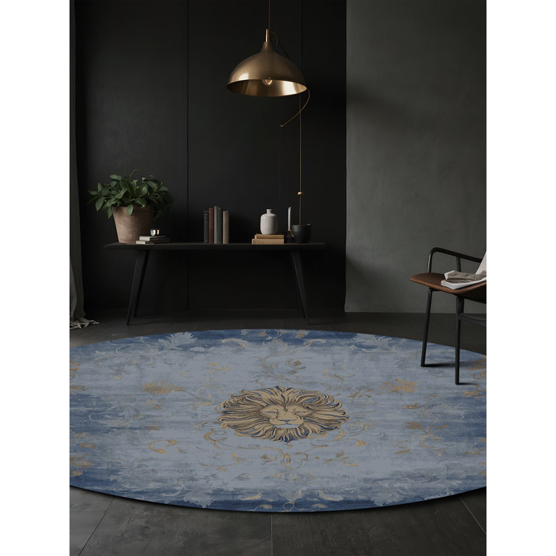 Tapis gris soyeux et moelleux, Rond 7 pi