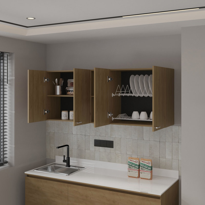Panneau de particules à quatre portes en chêne naturel l 59,1 po x P 12,4 po x FMF FM FM Jewlia