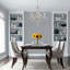 5-Light Farmhouse Chandelier With Scroll Arms, Brushed Nickel Finish Industrial Ceiling Light Fixture For Dining Room, Kitchen, Or Living Area