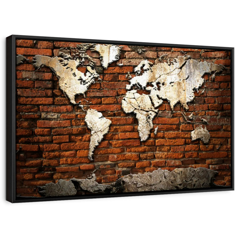 Carte du monde en brique rouge Aliaz, H 27 po x l 40 po