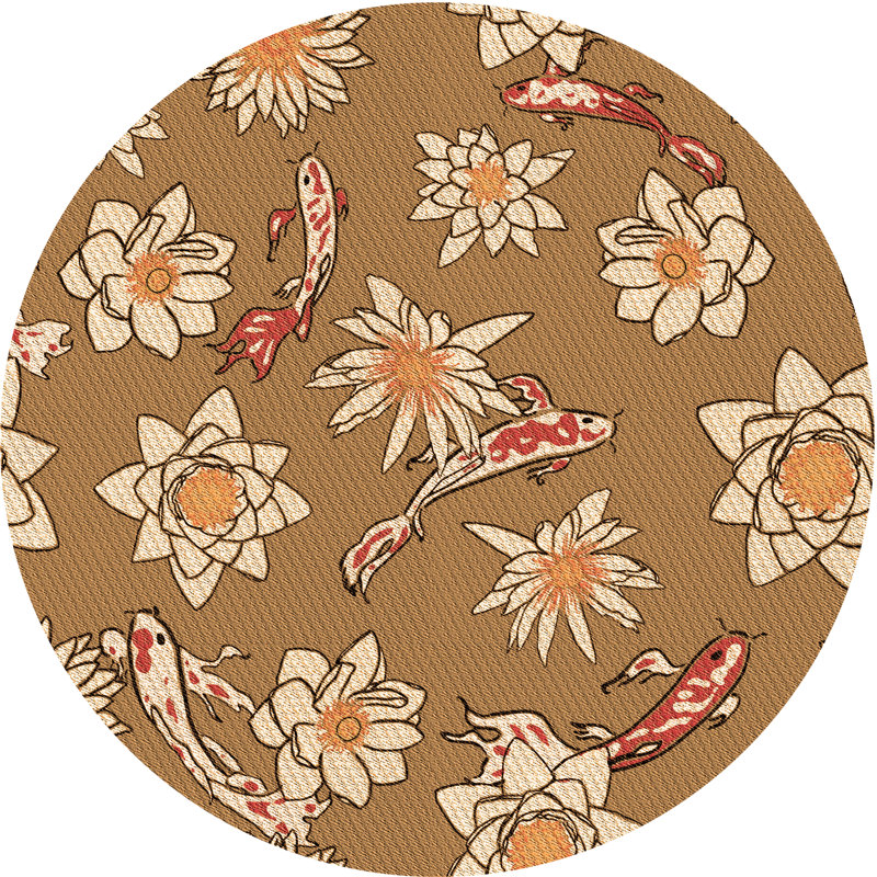 Tapis carré abstrait orange, Rond 3 pi
