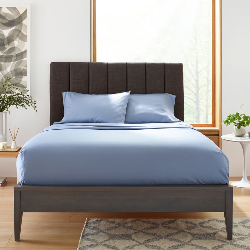 Clean Design Home 400 Thread Count Satin Anti-Allergen Sheet Set, California King Sheet Set with 2 Pillowcases, Blue