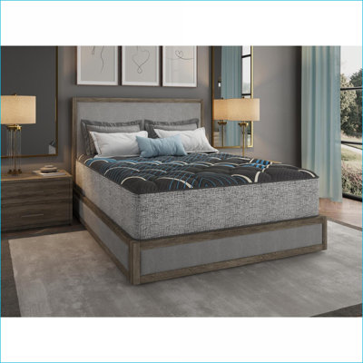 Mattresses, Restonic 14” King Firm Hybrid with Pocketed Coils &amp; Cooling | Foam | Grey+Blue