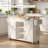 50"W Kitchen Island with Drop-Leaf Countertop, White Rolling Kitchen Storage Cabinet with Locking Wheels-1140143155