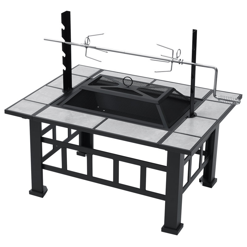 Atheer 18" H x 37" W Steel Wood Burning Fire Pit with Grill