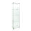 Vitrine en verre blanc avec une porte - spacieuse pour photos et armoire décorative éclairée à 4 tablettes, coffre-fort