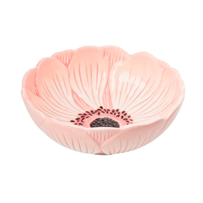 Pink Poppy Flower Dessert Bowl
