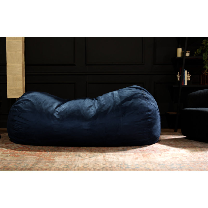 Fauteuil à billes cylindrique en suède Marlin, Microfibre bleu uni, H 30 po x l 84 po x P 48 po