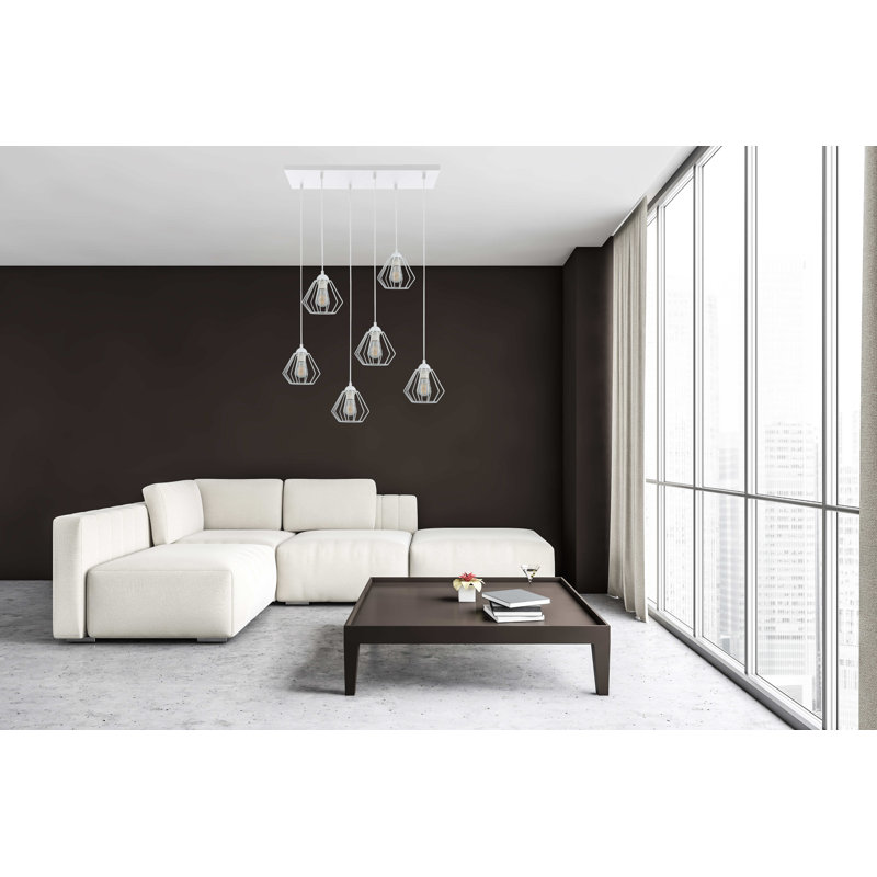Alneisha 6 - Light Caged Pendant, White