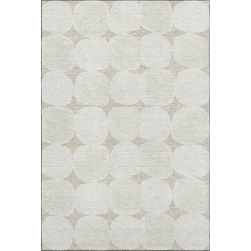 Tapis beige Prisco lavable à la machine de qualité supérieure, Rectangle 9 pi x 12 pi