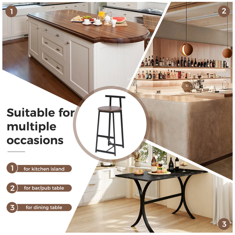 Ensemble de table de bar 24 po en MDF blanc avec 3 tabourets de bar, base en fer mat, comptoir moderne pour la cuisine, la salle à manger et le café