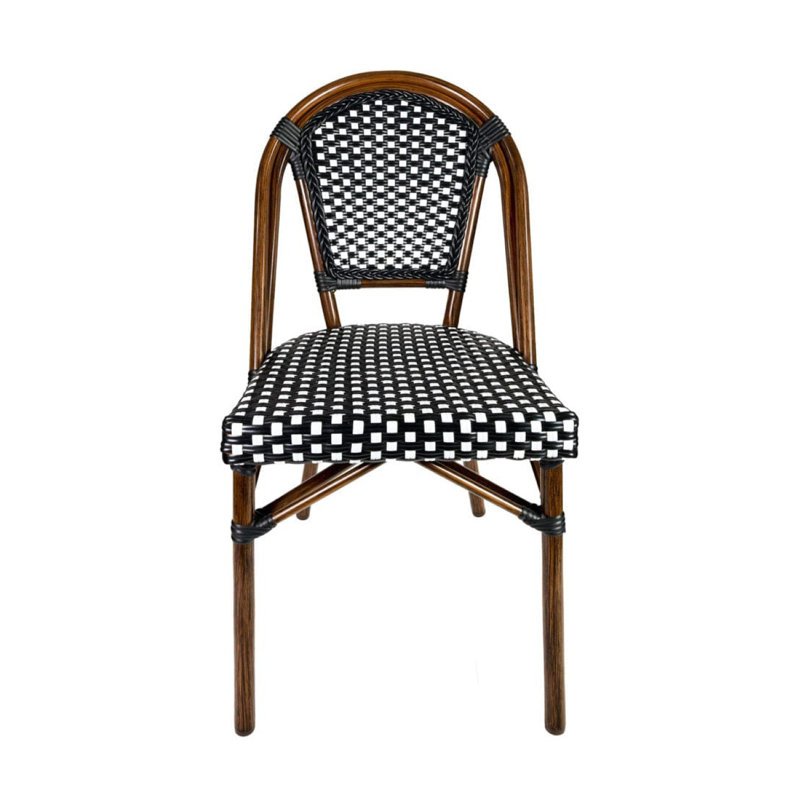 Chaise de patio française sans accoudoirs par Chivari, Noir / blanc