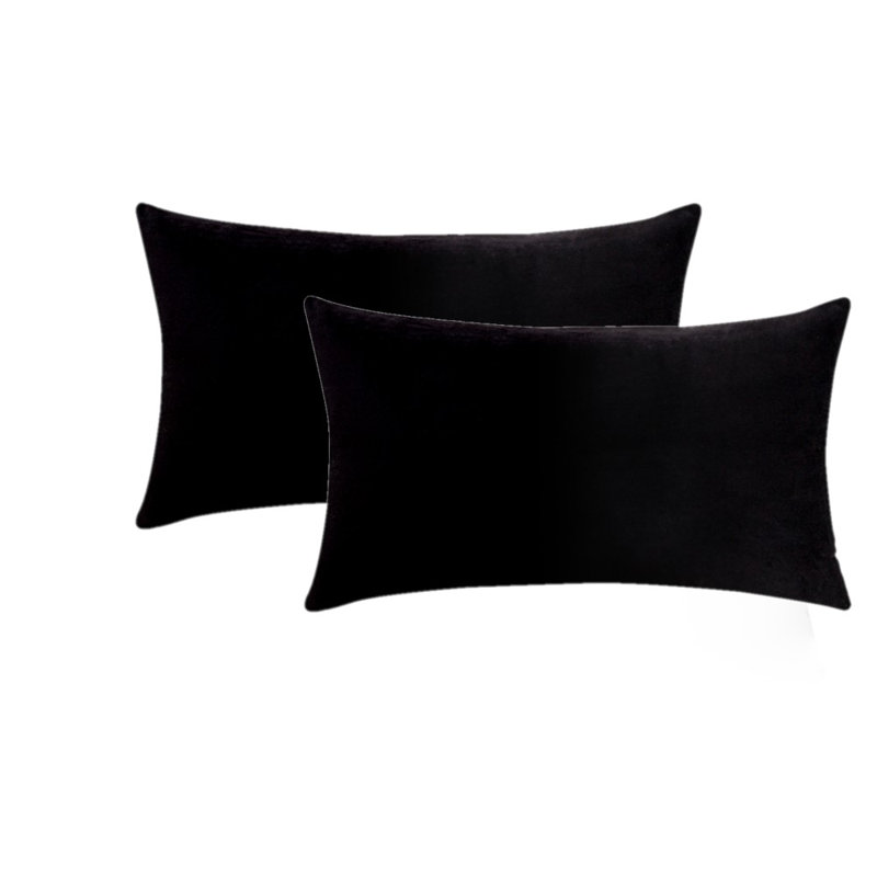 Velvet Reversible Throw Pillow, Black, No