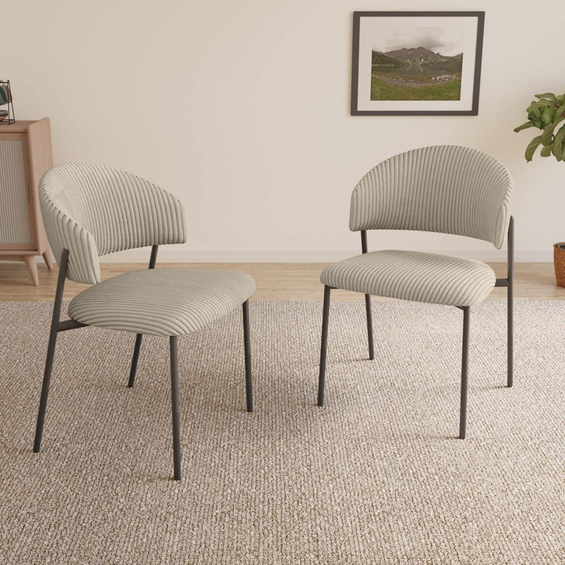 Chaises de salle à manger en velours côtelé, Gris, 2