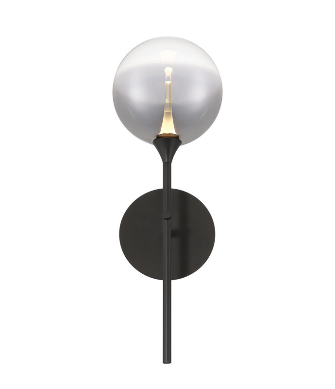 Iissa, applique murale, 19 po,, Fumé, Noir mat