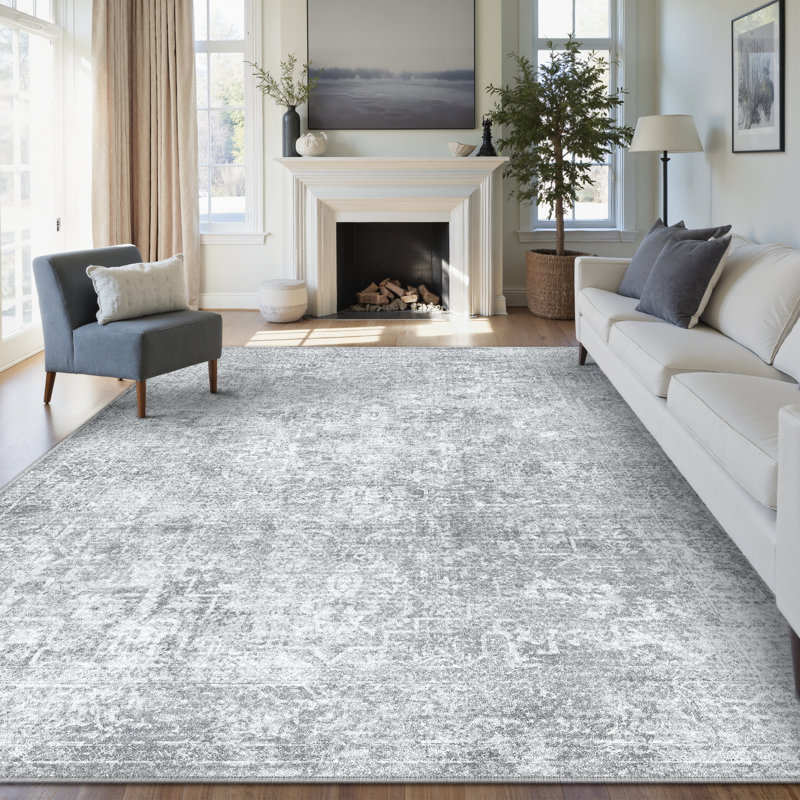 Ladonya Versatile Elegance Machine Washable Area in Light Gray, Rectangle 9' x 12'