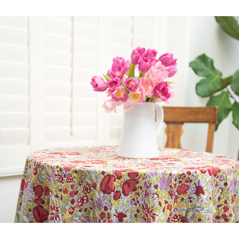 Jardin Handmade Floral Tablecloth, 90" x 90"