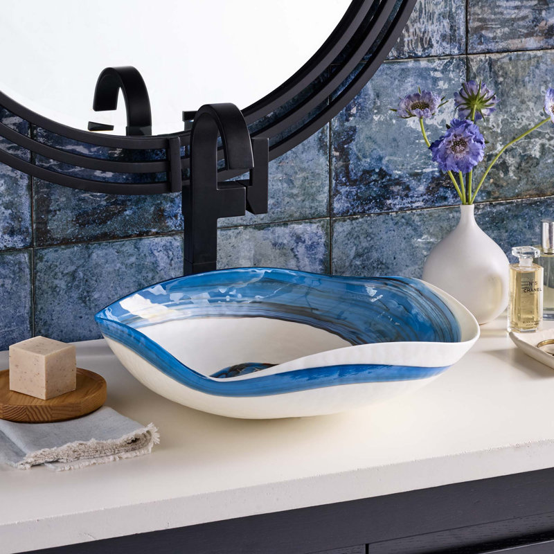 Murano Glass Specialty Vessel Bathroom Sink, Marina