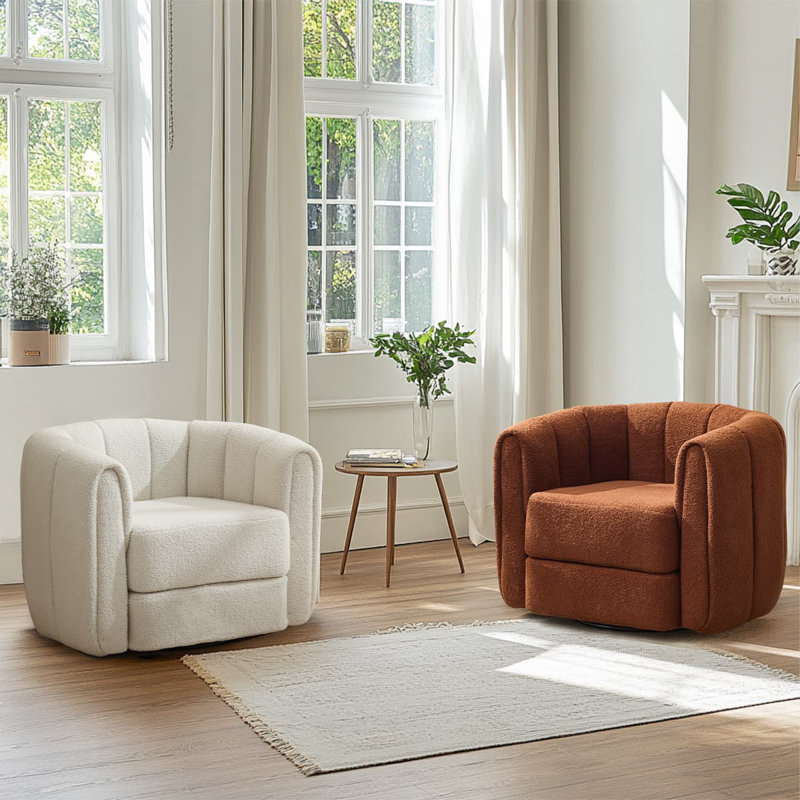 Ensemble de 2 fauteuils pivotants rembourrés et rembourrés, Polyester orange