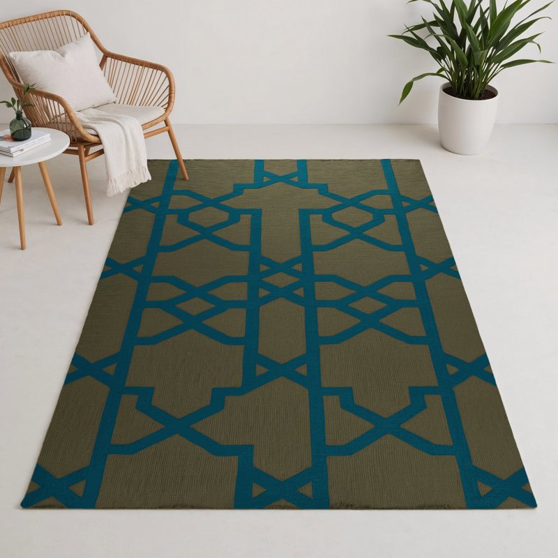 Tapis brun intérieur et extérieur Trellis, Rectangle 5 pi x 7 pi