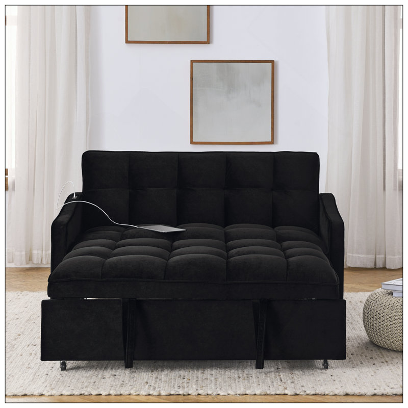 Canapé-lit avec causeuse Loveseat, Noir