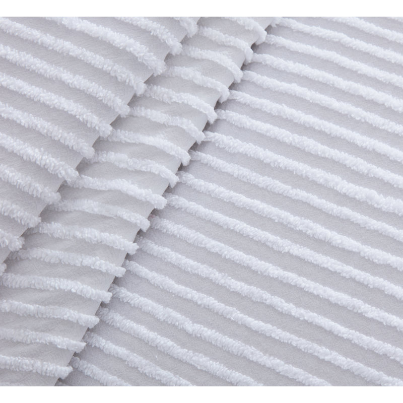 Channel Striped Cotton Coverlet, White, Twin Coverlet