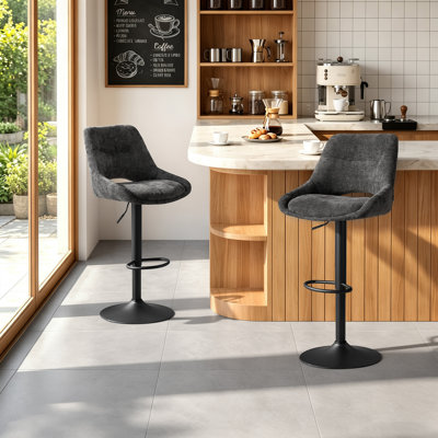 Swivel Upholstered Bar Stool with Iron Frame