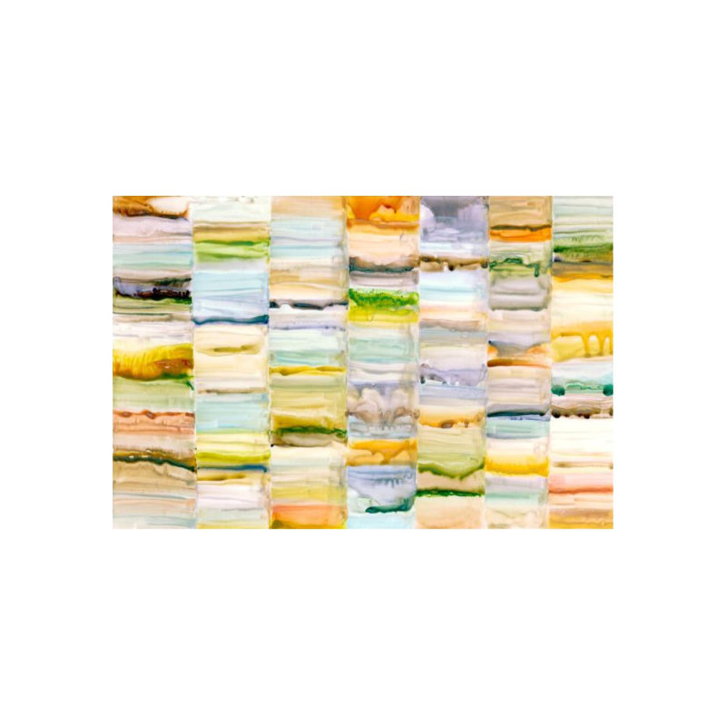 «Stripy Mixture I» par Sonia Noir - impression, H 36 po x l 54 po x P 1,5 po, Couche de verre