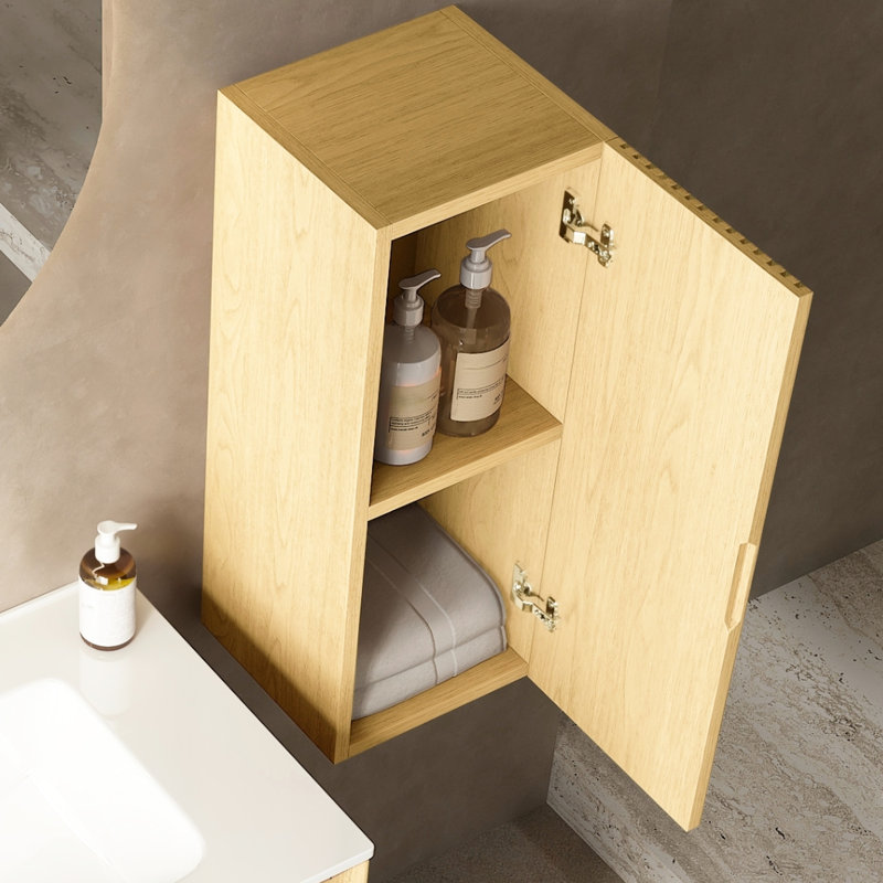 Armoire murale de salle de bain en chêne, montée de 12 po et fonctionnelle avec tablette de porte pour meuble-lavabo en chêne Beauty