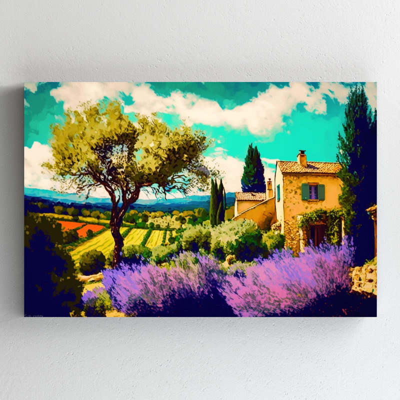«Chaudruc Provence City Expressionism Style on Canvas», impression, H 24 po x l 36 po x P 1,25 po