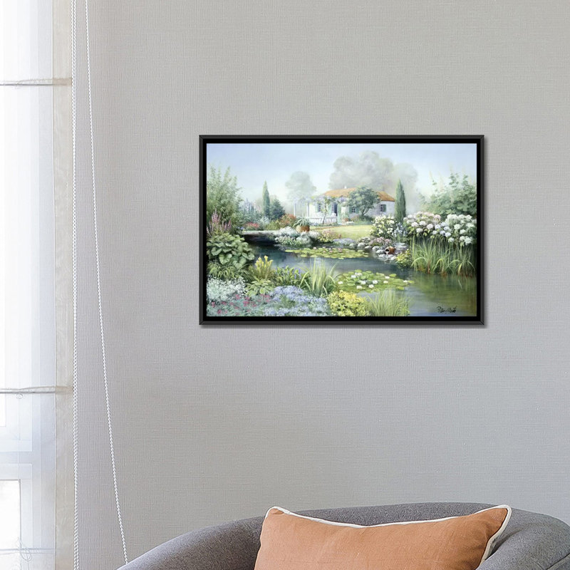 « jardin du trésor », reproduction sur toile, H 18 po x l 26 po x P 1,5 po, Toile avec cadre noir, Pas de tapis