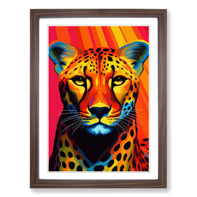 Cheetah Op No.2 - Single Picture Frame Print on Wood