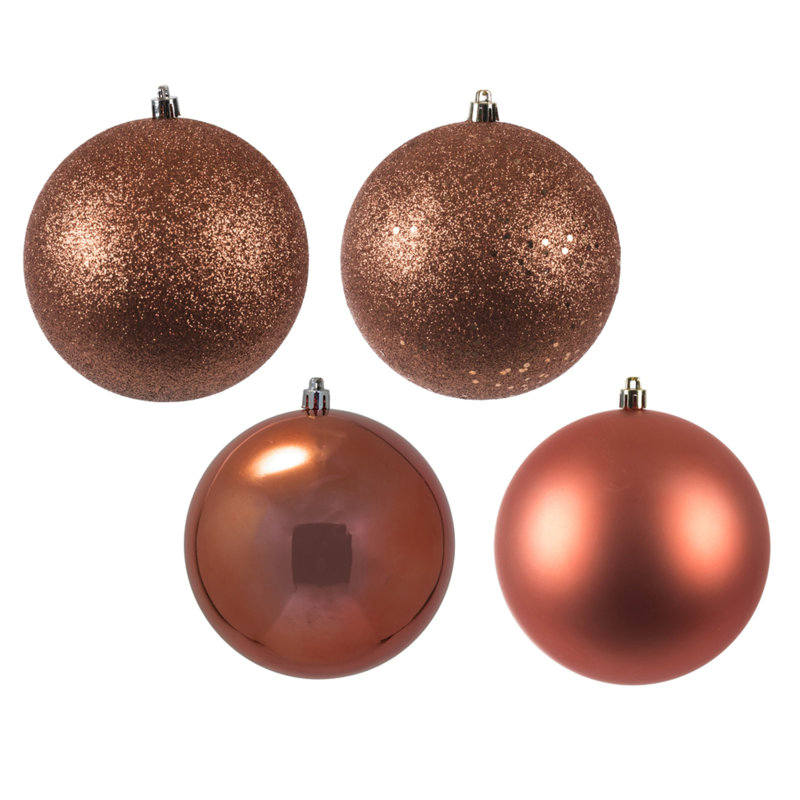 Holiday Décor Ball Ornament, 6" H x 6" W x 6" D, Coral