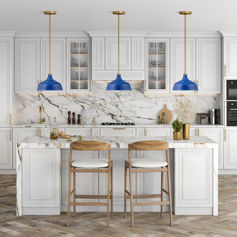 Mackenzie 1 - Light Single Dome Pendant, Blue/Brass
