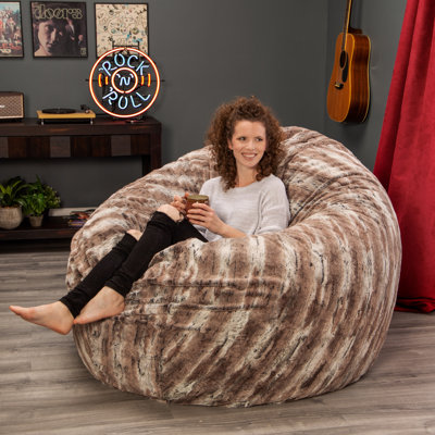 6 Foot Cocoon - Large Bean Bag Chair, Premium Luxe Faux Fur