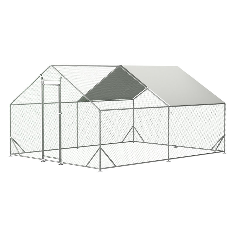Grand poulailler en métal, 76 po H x 120 po L x 156 po P