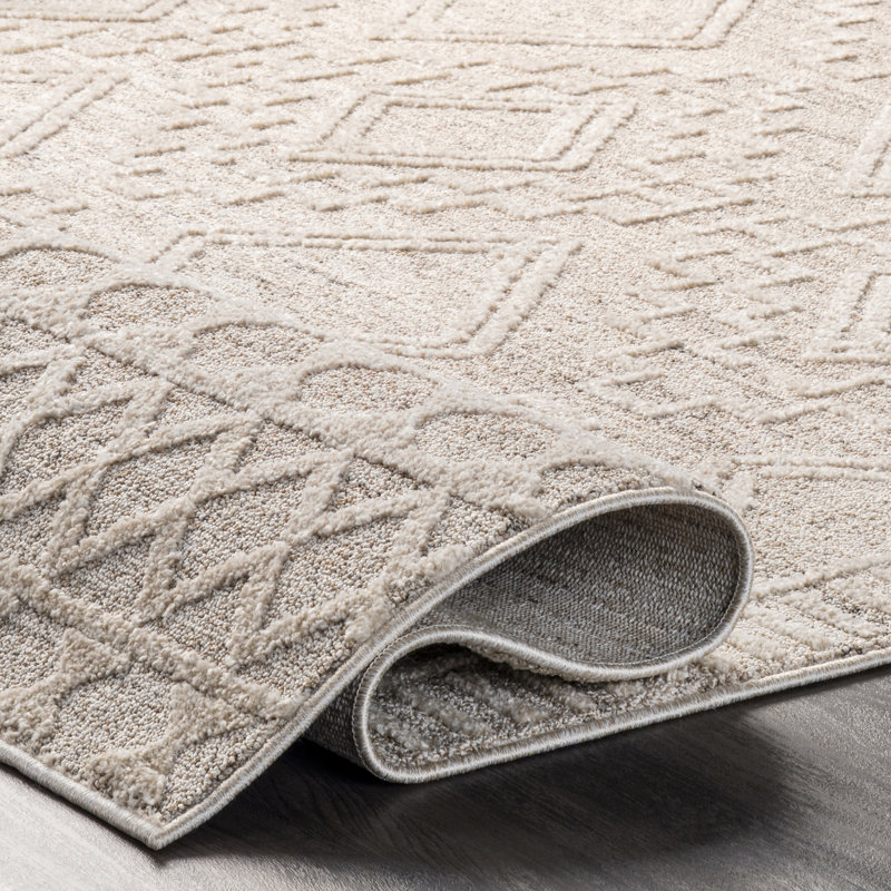 Anabelle Moroccan High Low Textured Beige/Cream Area Rug, Runner 2'8" x 8'