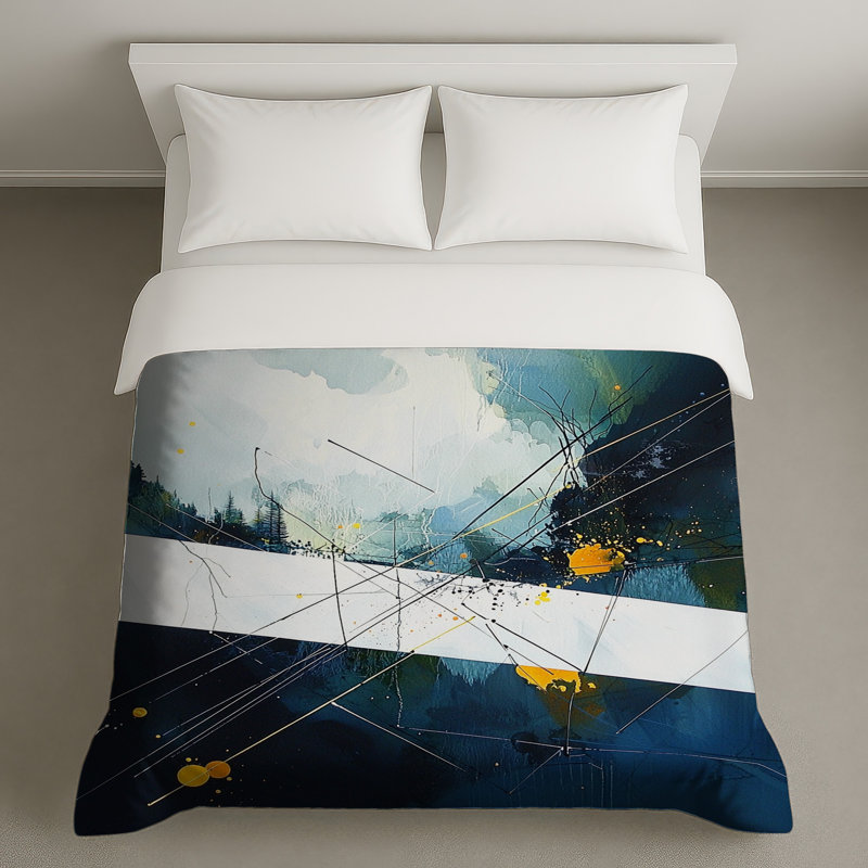 Housse de couette abstraite Modern Bedding Art, Housse de couette pour grand lit, Bleu / abstrait 1