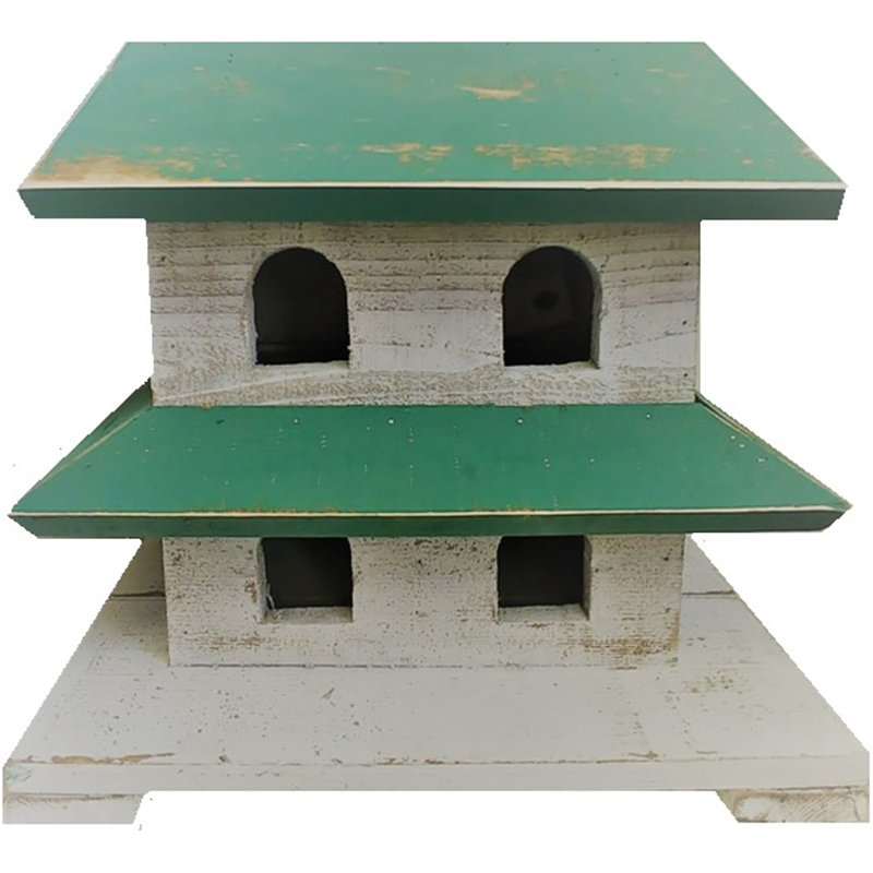 Handcrafted Green and White Reclaimed Wood Purple Martin Birdhouse